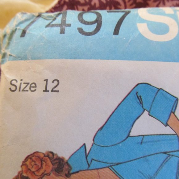 1970s BATHING SUIT WRAP SKIRT & SHIRT Simplicity Sewing Pattern 7497 Sz 12 Uncut - Picture 3 of 10